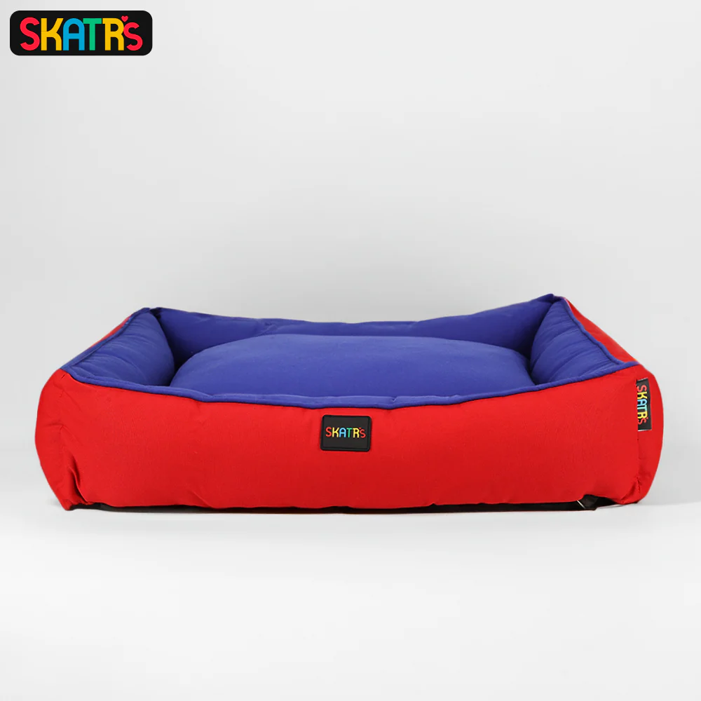Skatrs Square Shaped Bed for Dogs & Cats (Red & Blue) - Image 9