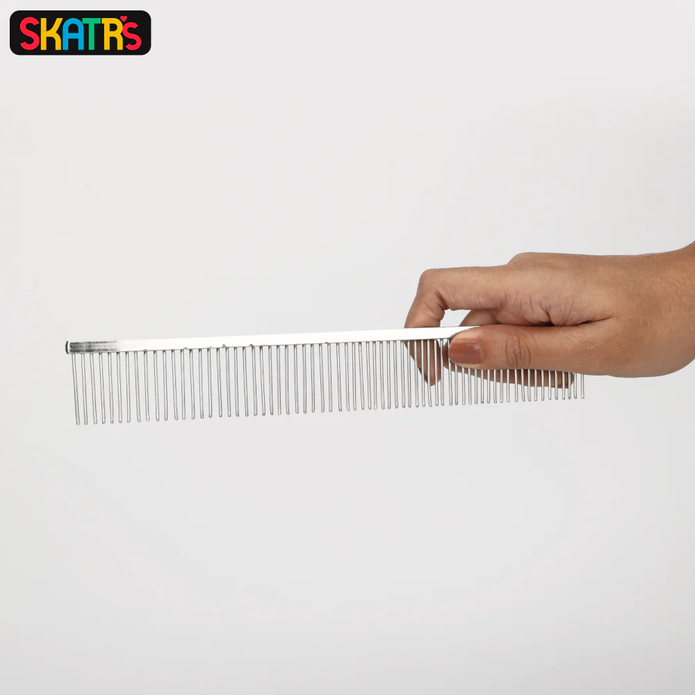 Skatrs Stainless Steel Rounded Teeth Grooming Comb Brush Dogs and Cats (Silver) - Image 4