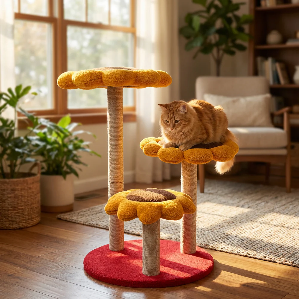 Skatrs Sunflower Cozy Cat Tree for Cats - Image 2