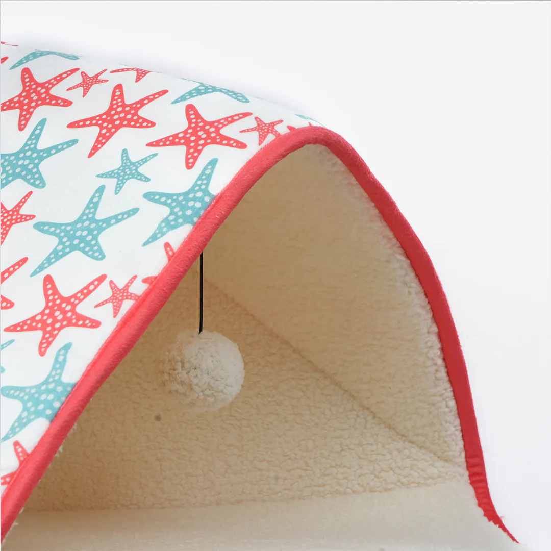 Skatrs Cozy Tent for Cats, Kittens and Small Dogs (Coral Red and Blue) - Image 8