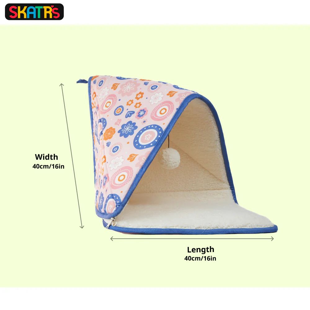 Skatrs Cozy Tent for Cats, Kittens and Small Dogs (Pink and Blue) - Image 2