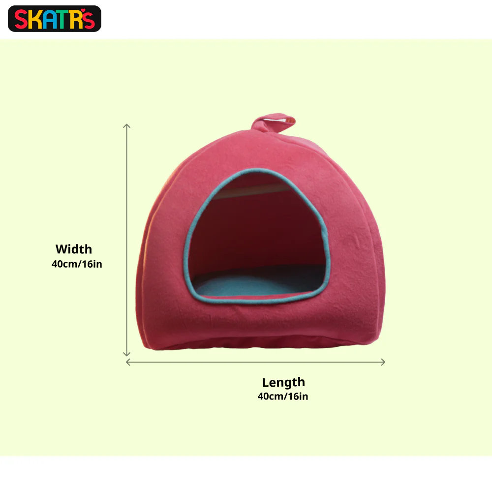 Skatrs Cozy House for Cats, Kittens and Small Dogs (Red and Teal Blue) - Image 2
