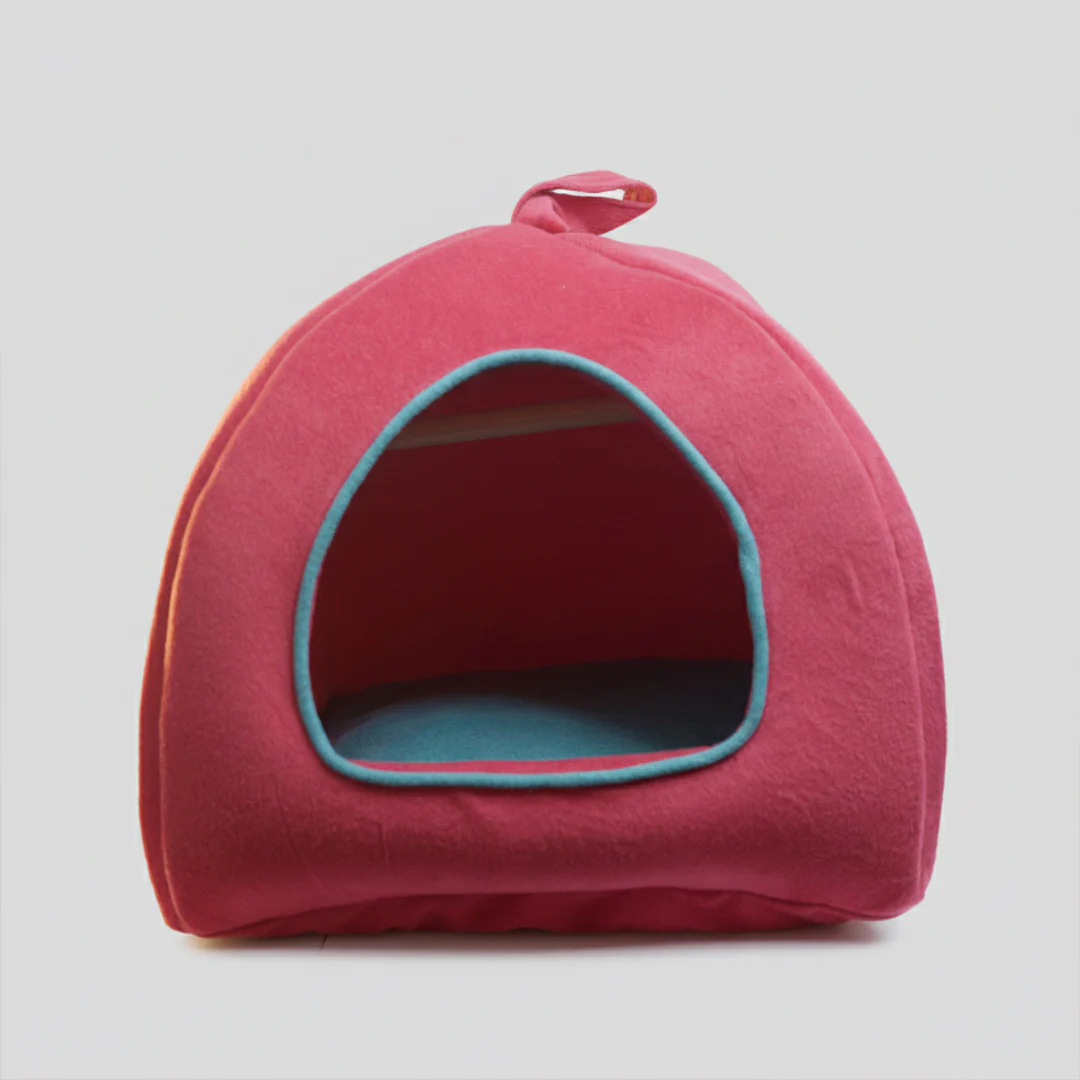 Skatrs Cozy House for Cats, Kittens and Small Dogs (Red and Teal Blue) - Image 3