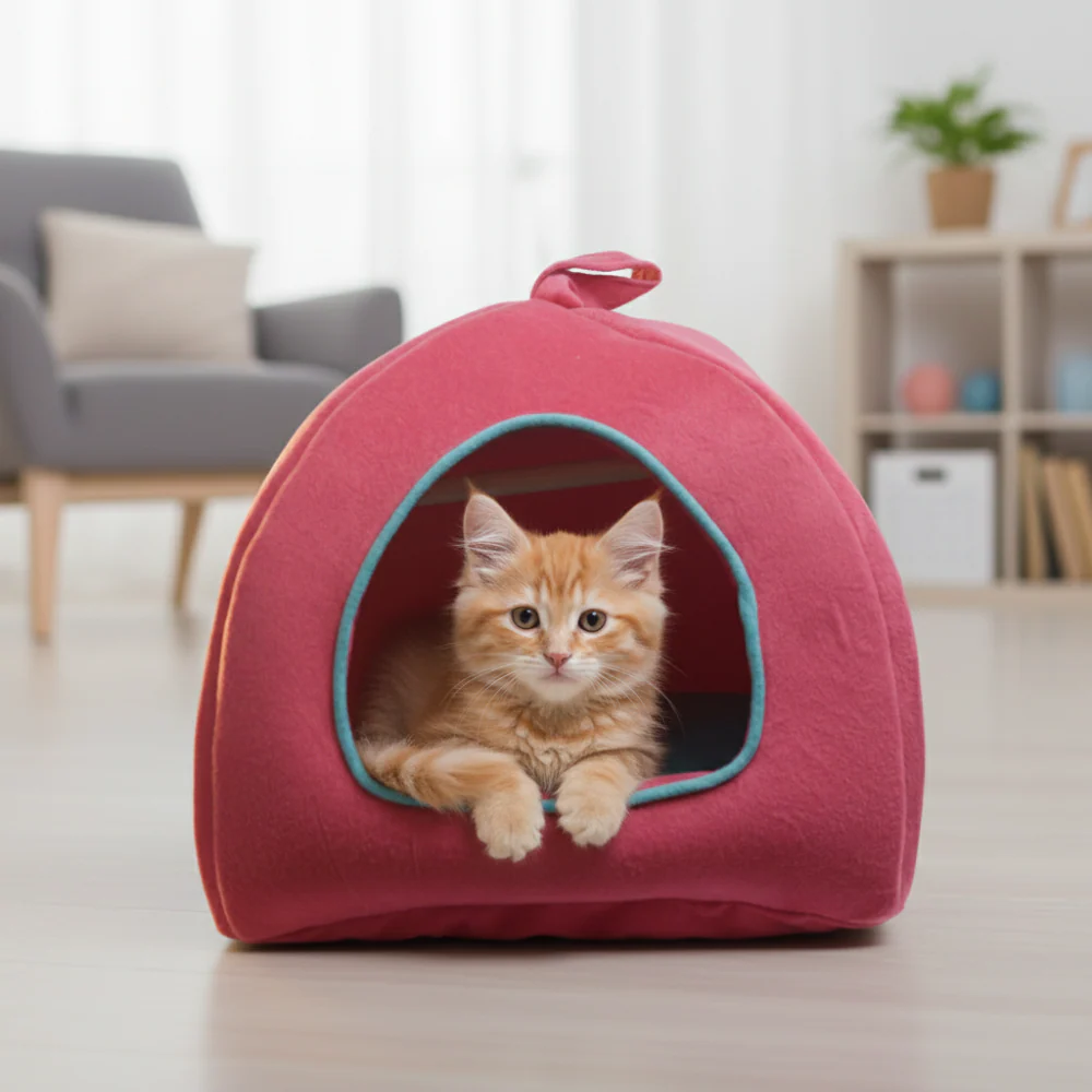 Skatrs Cozy House for Cats, Kittens and Small Dogs (Red and Teal Blue) - Image 8