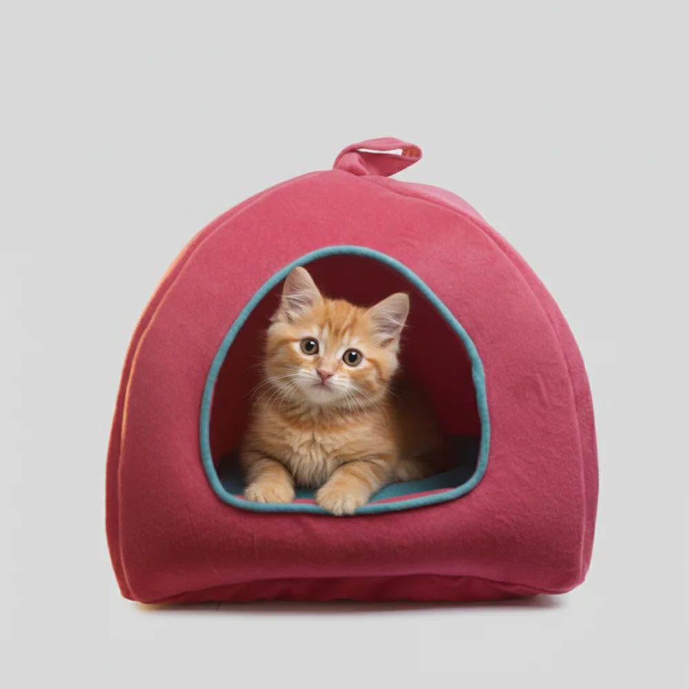 Skatrs Cozy House for Cats, Kittens and Small Dogs (Red and Teal Blue) - Image 9