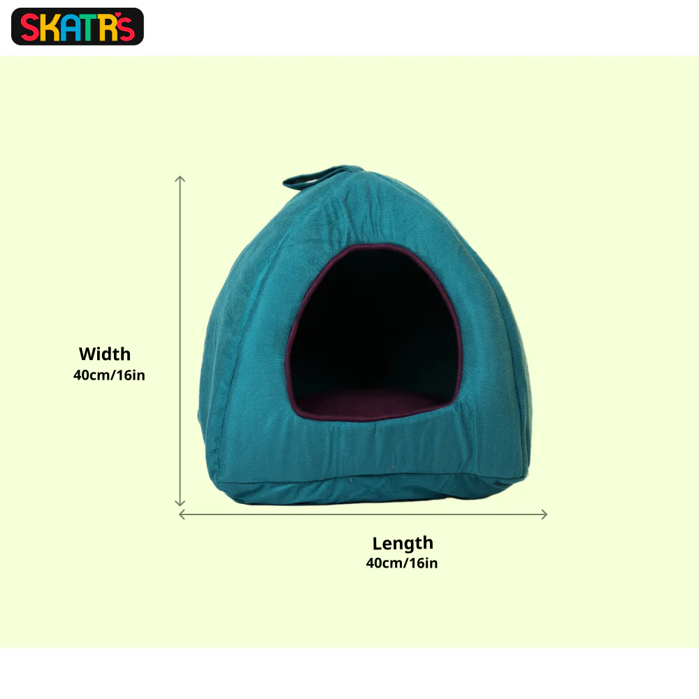 Skatrs Cozy House for Cats, Kittens and Small Dogs (Teal Blue and Purple) - Image 2