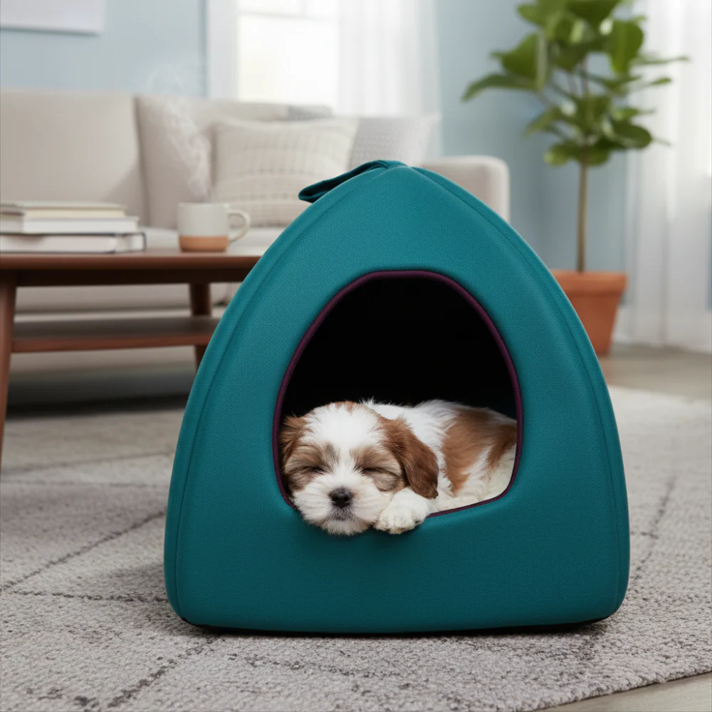 Skatrs Cozy House for Cats, Kittens and Small Dogs (Teal Blue and Purple) - Image 6