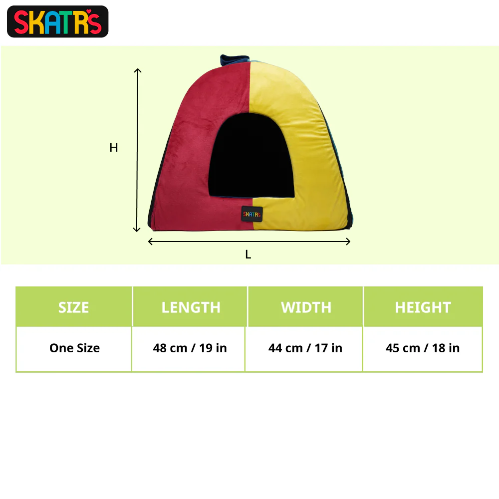Skatrs Travel Burrow Cozy Portable Home for Dogs and Cats (Red/Yellow/Blue) - Image 2