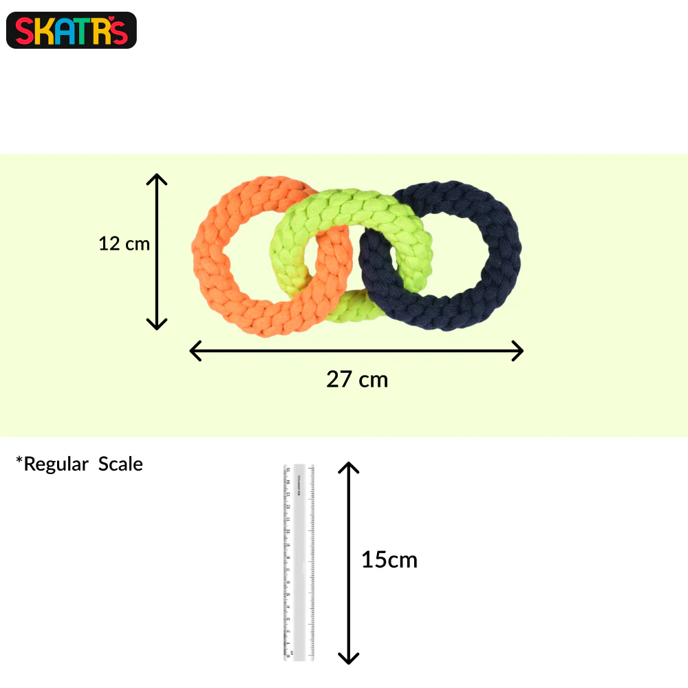 Skatrs Tennis Ball for Dogs and Triple Ring Rope Chew Toy for Dogs and Cats Combo - Image 7