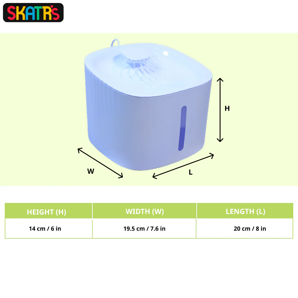 Skatrs Water Fountain with Adapter for Dogs and Cats (White) - Image 2