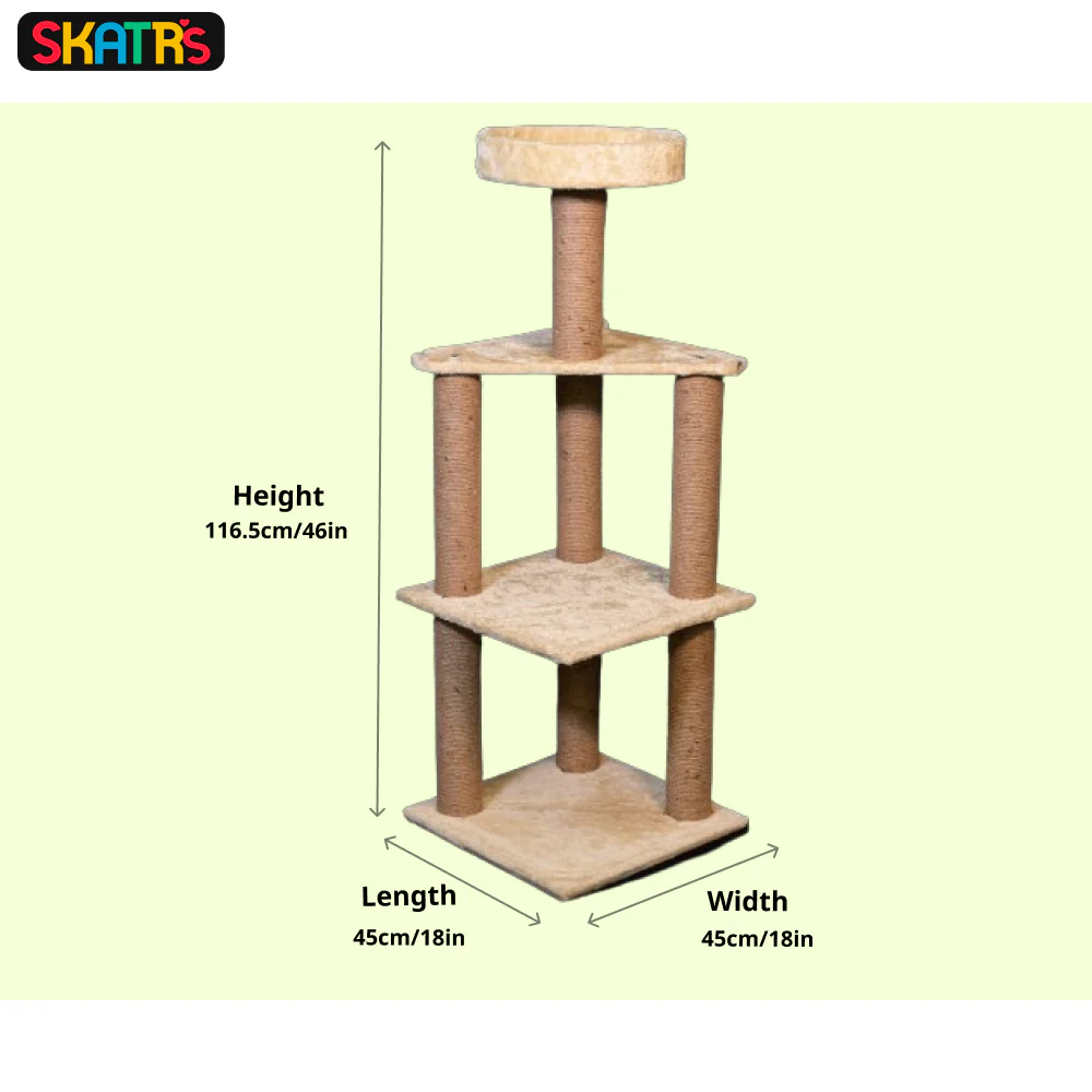 Skatrs Scratchy Wonderland Jumbo Multi Level Cat Tree with Sisal Posts Toy (Beige) - Image 2