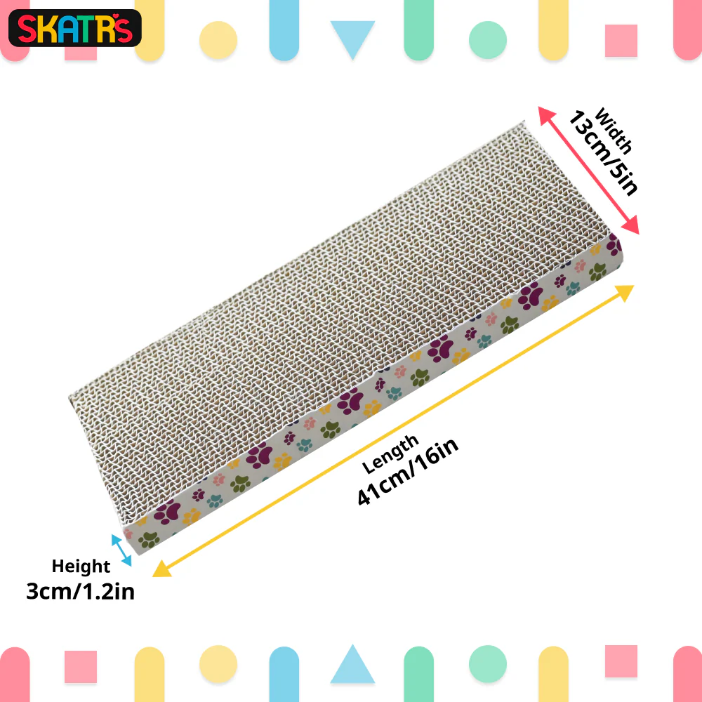 Skatrs Wide Block Corrugated Cardboard Cat Scratcher for Kittens with 2g Premium Catnip Free - Image 2