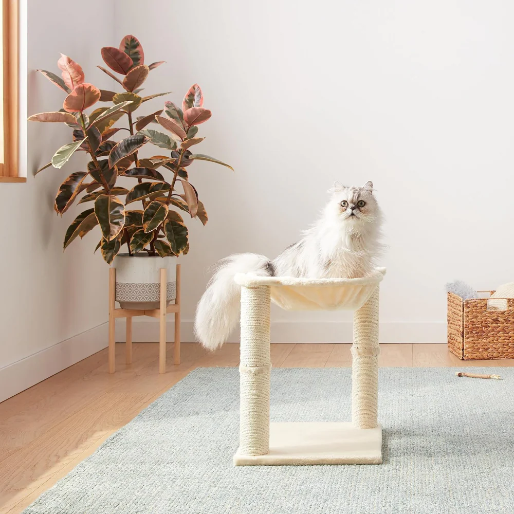 Skatrs Paw Lounge Cat Scratcher with Premium Catnip and Claw Tower Cat Tree with Hammock and Dual Scratching Post Toy Combo - Image 10