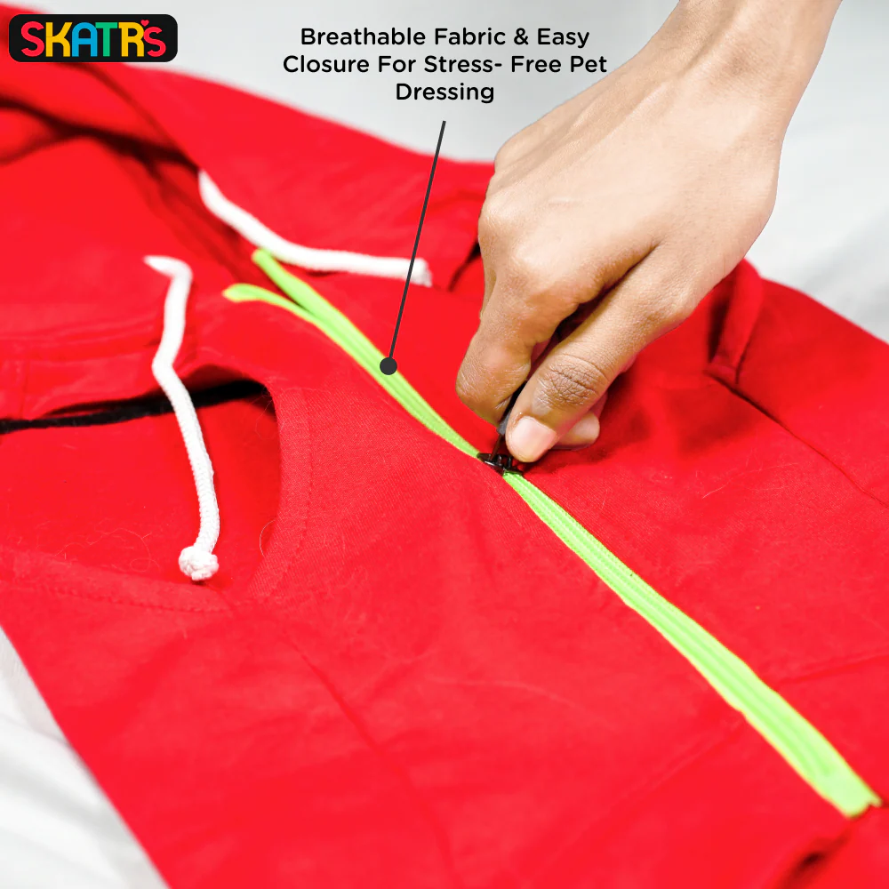 Skatrs  Breezy Hoodies with Pockets for Dog and Cats (Red) - Image 8