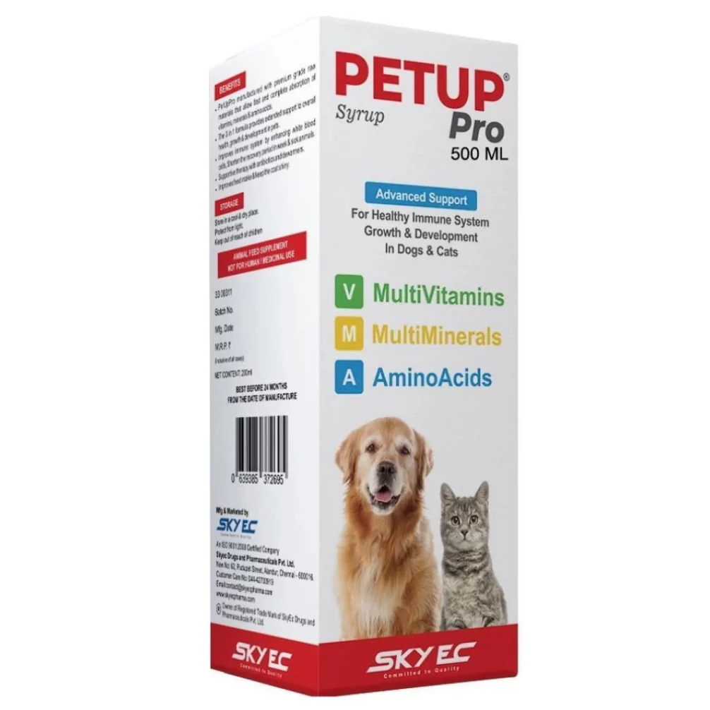 Skyec Sky Cal Calcium Supplement Syrup (500ml) and Petup Pro Syrup (500ml) for Dogs and Cats Combo - Image 2