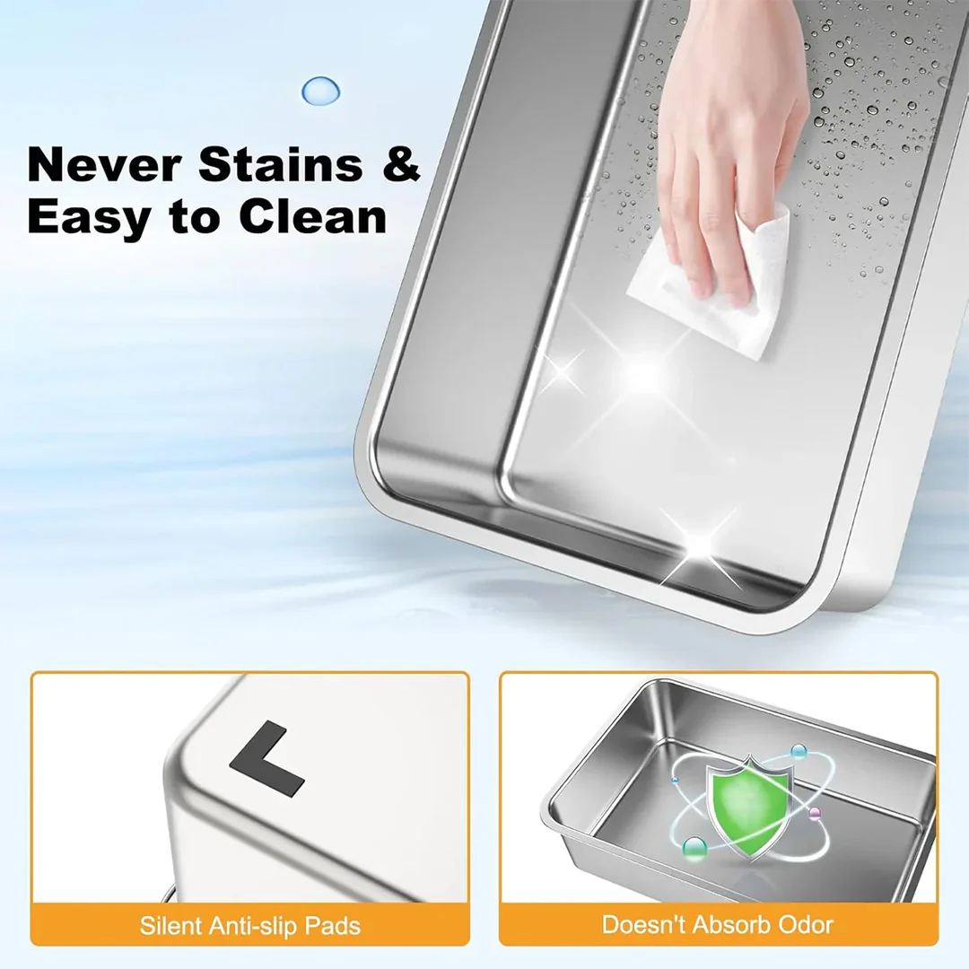 Smart Pet Covered Stainless Steel Litter Box for Cats (Black) - Image 3