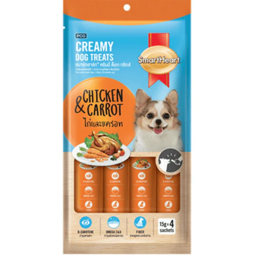 SmartHeart Chicken & Carrot, Chicken & Pumpkin, Chicken & Spinach and Chicken & Strawberry Dog Creamy Treat Combo - Image 3