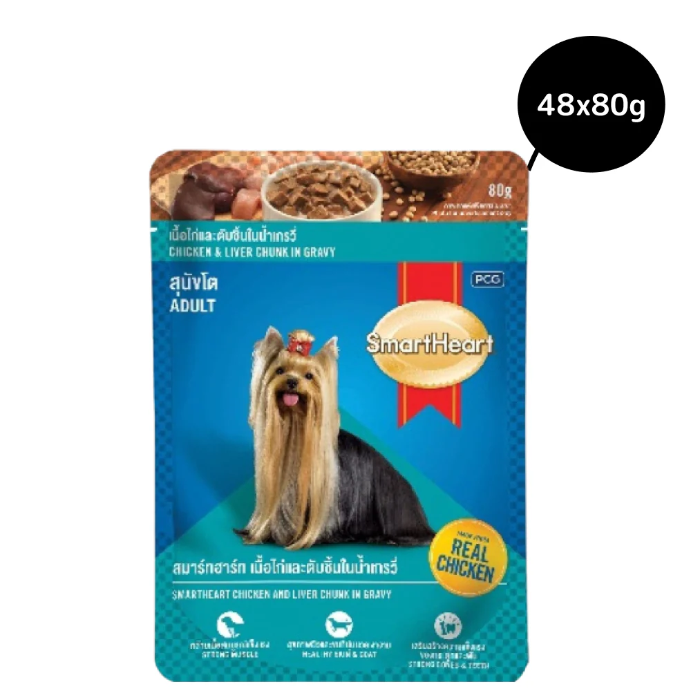 SmartHeart Chicken & Liver Chunks in Gravy Adult Dog Wet Food - Image 4