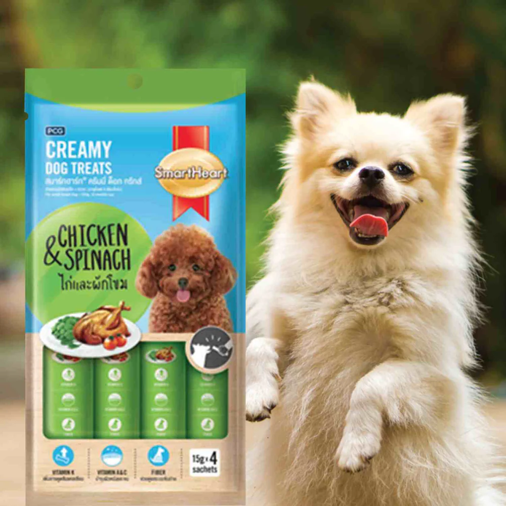 SmartHeart Chicken & Spinach and Chicken & Pumpkin Creamy Dog Treats Combo - Image 3