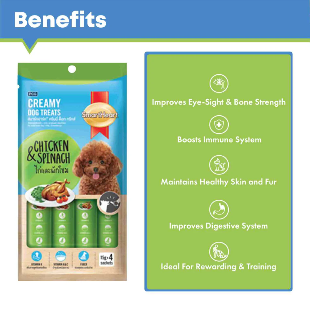 SmartHeart Chicken & Strawberry and Chicken & Spinach Creamy Treat for Dogs Combo - Image 3