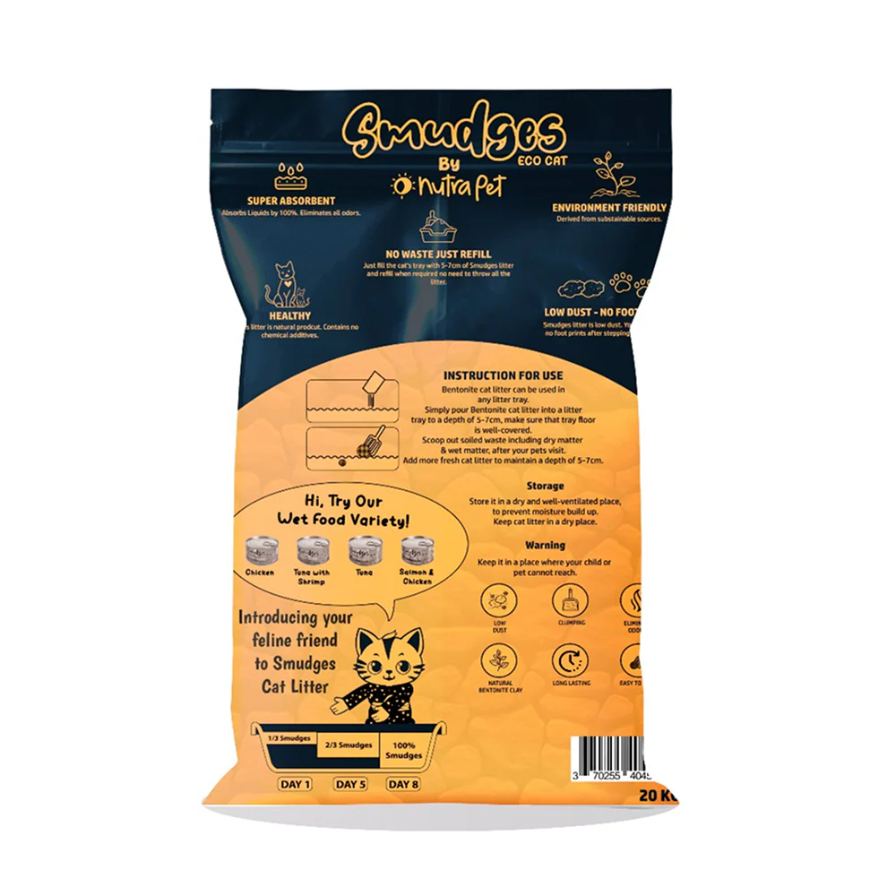 Smudges By NutraPet Eco Bentonite Non Scented Cat Litter - Image 2