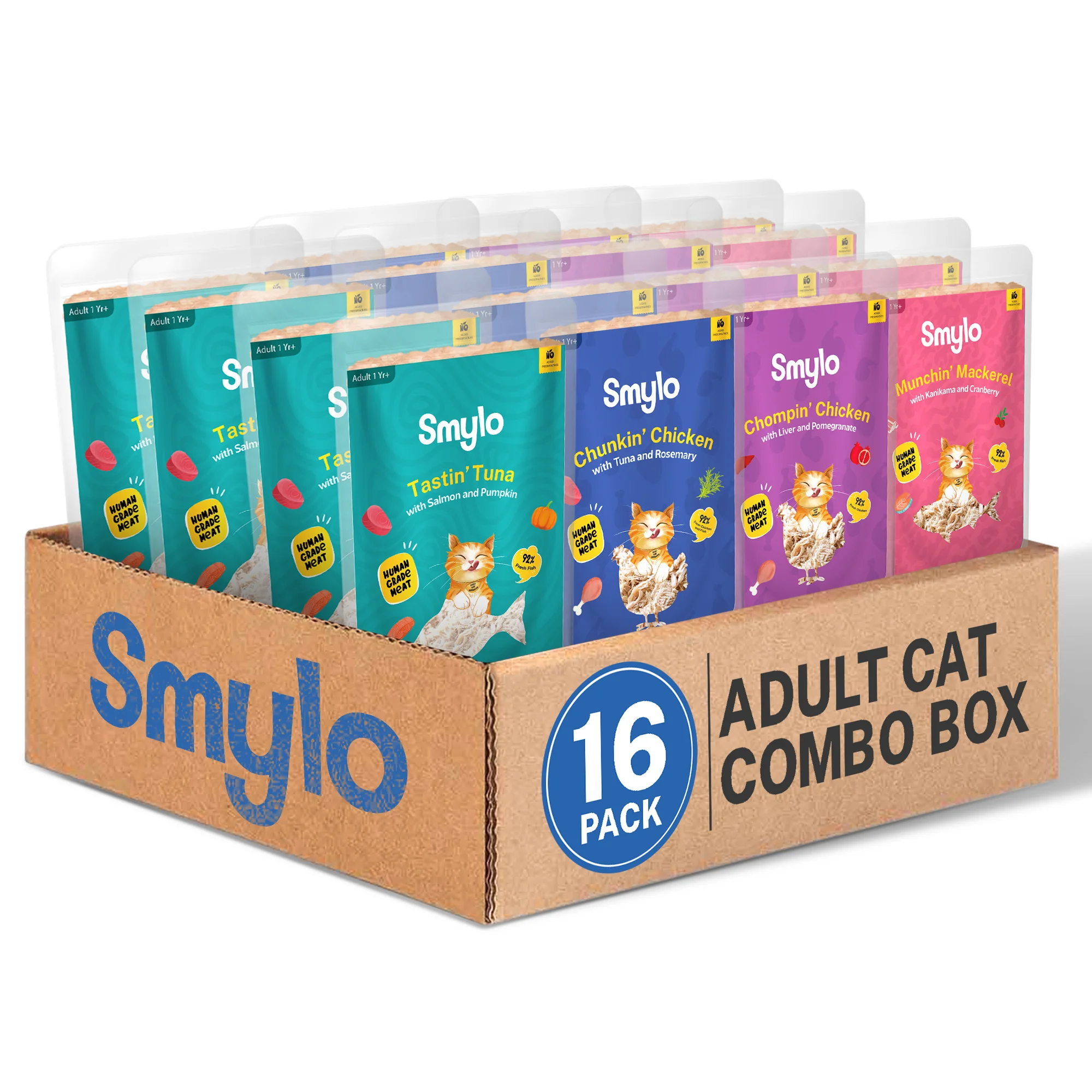Smylo Adult Variety Combo, Tuna, Chicken & Mackerel, Fresh & No-Preservative Wet Cat Food