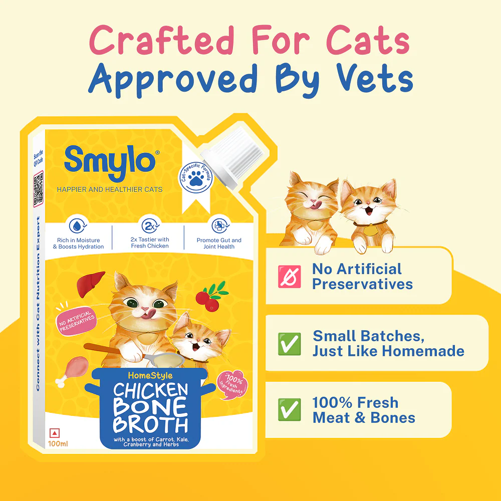 Smylo Hydration Rich Chicken with Carrot, Kale and Cranberry Bone Broth for Cats - Image 4