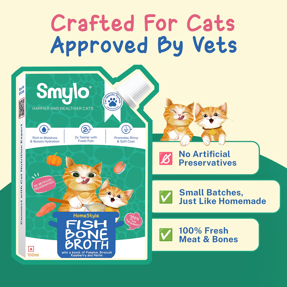 Smylo Hydration Rich Fish with Pumpkin, Broccoli and Raspberry Bone Broth for Cats - Image 4