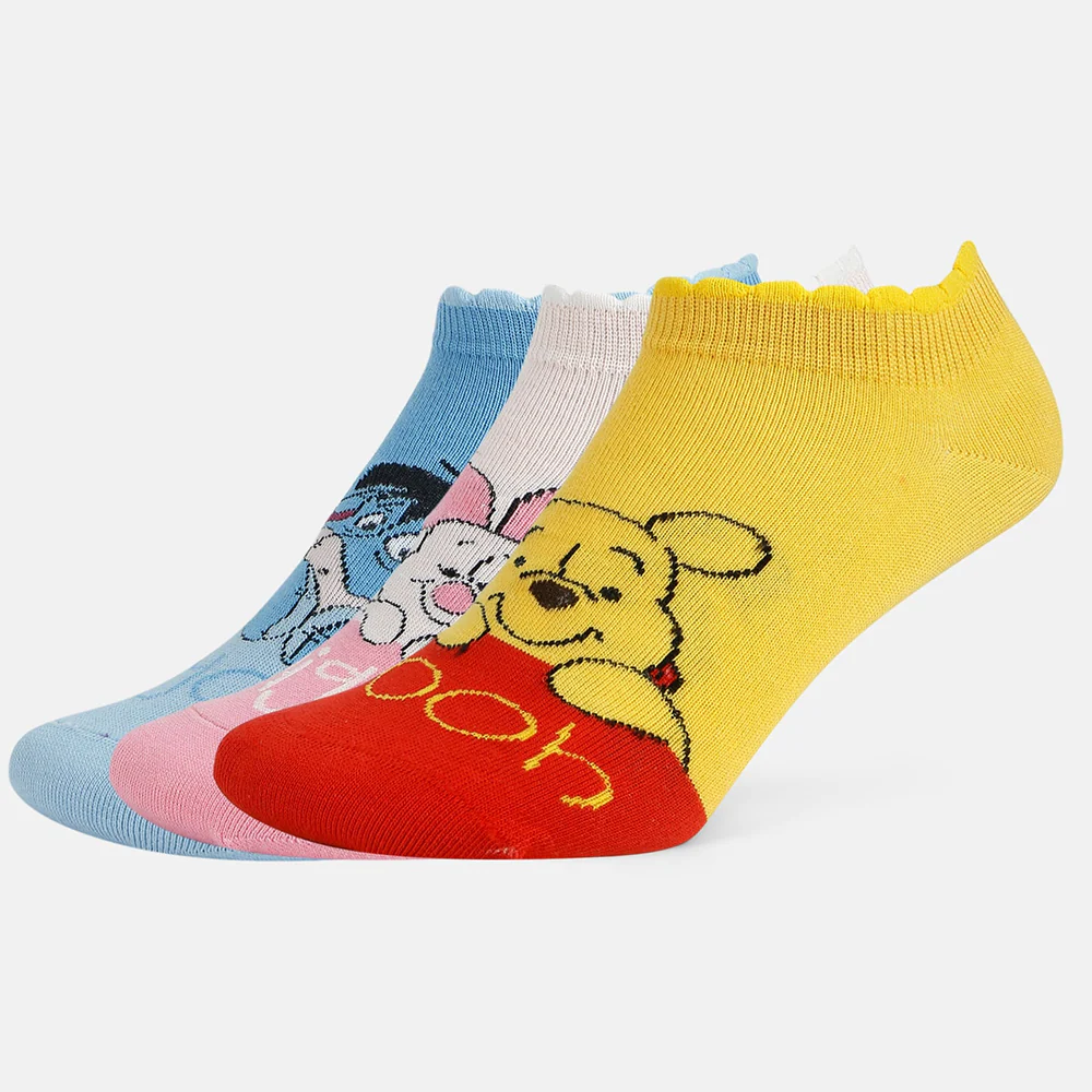 SocksXpress Winnie The Pooh Themed Ankle Socks for Women (Pack of 3) - Image 3