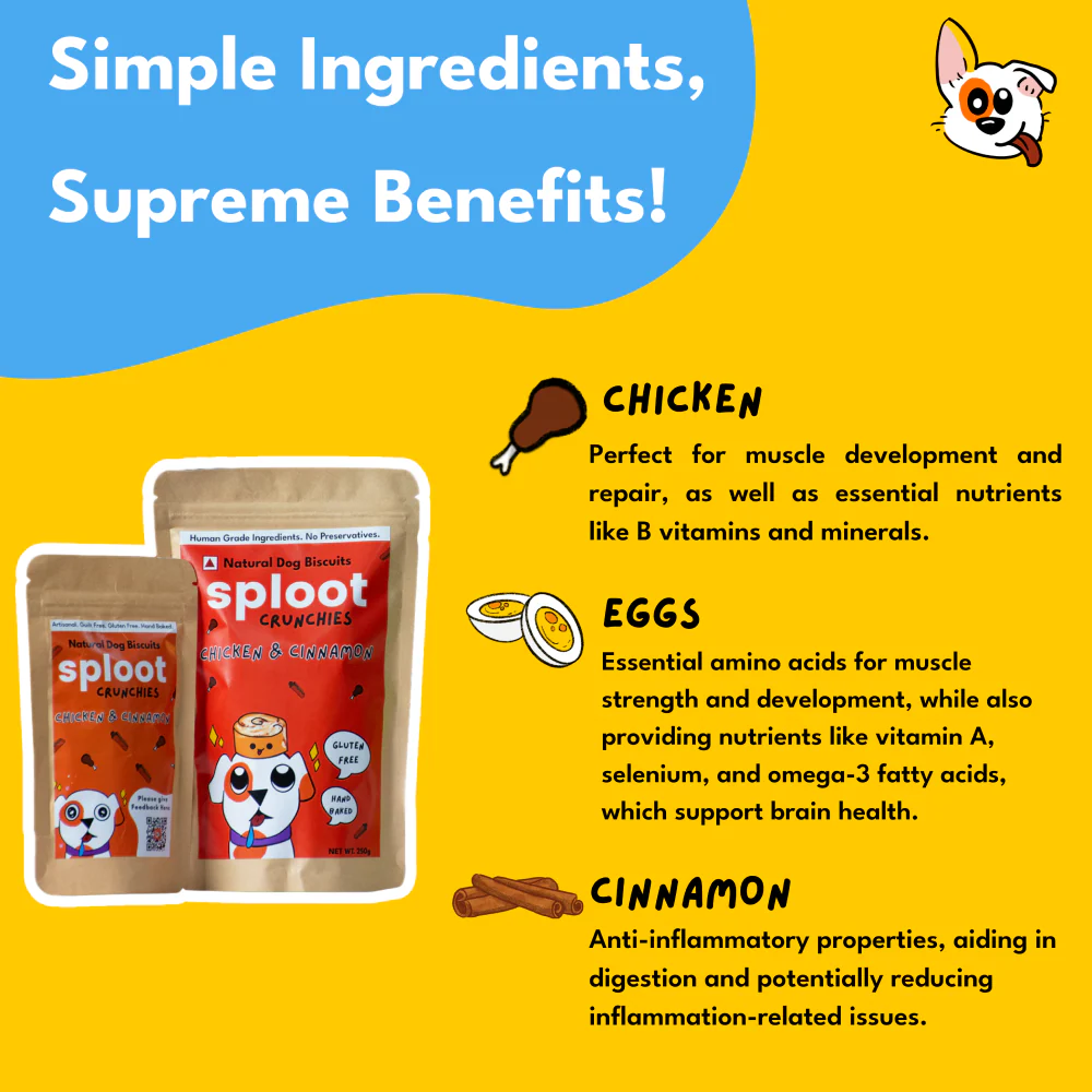 Sploot Crunchies Chicken and Cinnamon 100% Human Grade Biscuits Dog Treats - Image 2