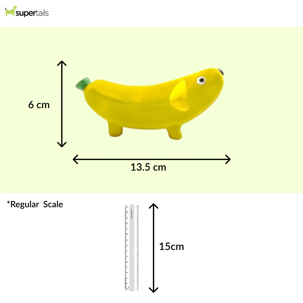 Squeeezys Latex banana Squeaky Chew Toy for Dogs (Yellow) - Image 2