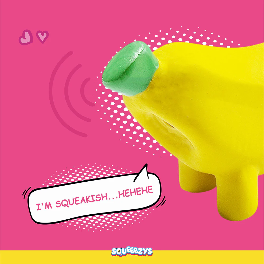 Squeeezys Latex banana Squeaky Chew Toy for Dogs (Yellow) - Image 7