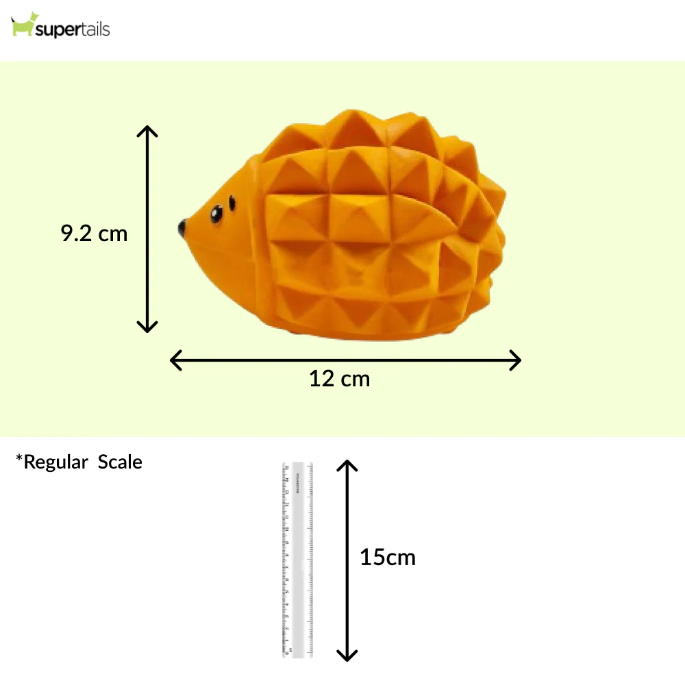 Squeeezys Latex Hedgehog Squeaky Chew Toy for Dogs (Orange) - Image 2