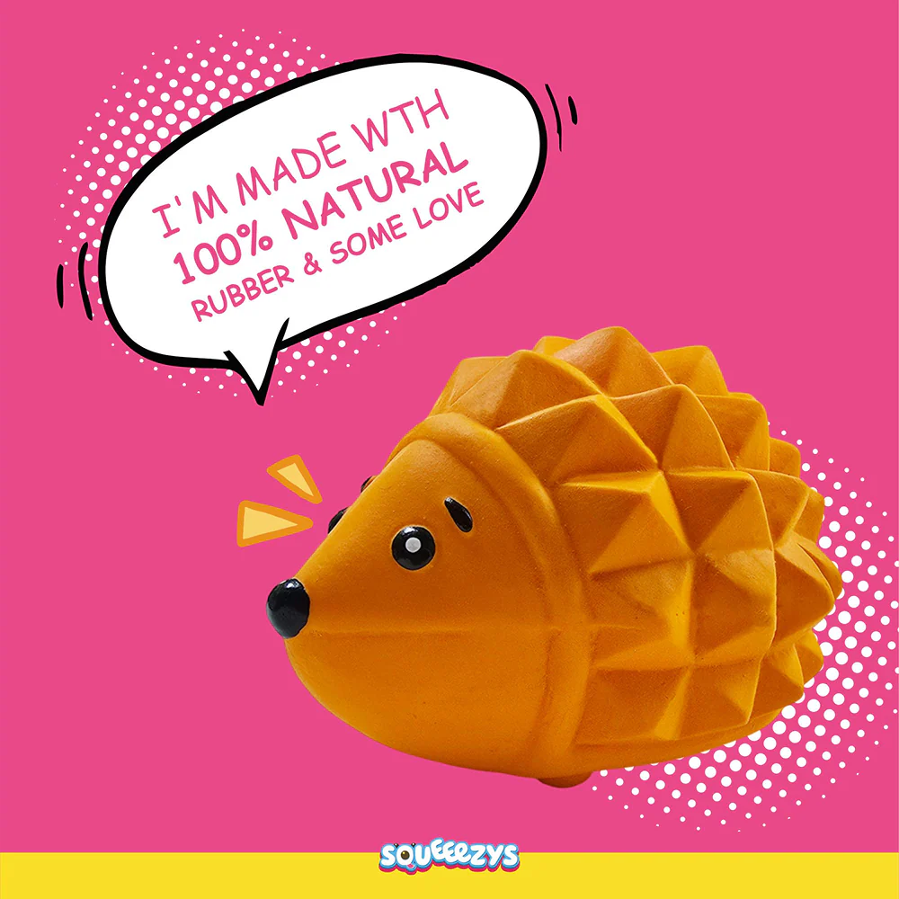 Squeeezys Latex Hedgehog Squeaky Chew Toy for Dogs (Orange) - Image 5