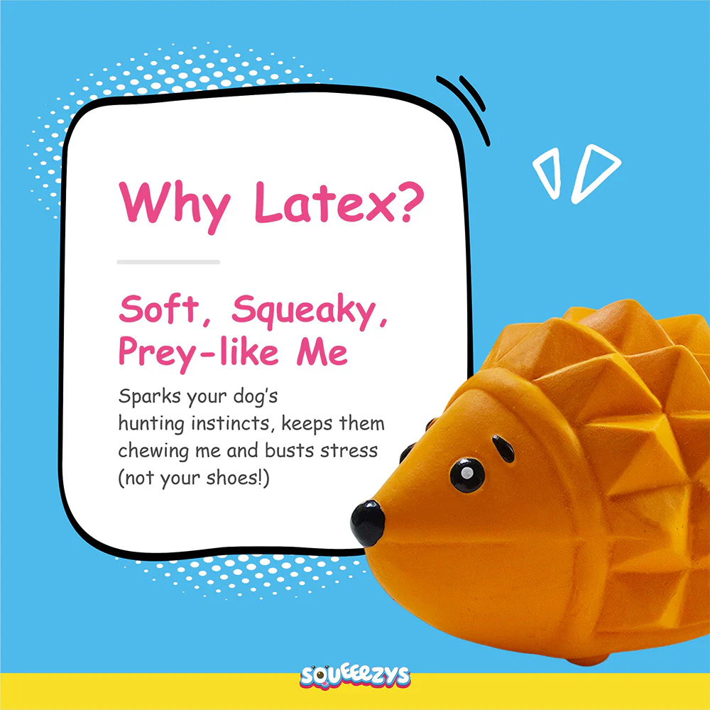 Squeeezys Latex Hedgehog Squeaky Chew Toy for Dogs (Orange) - Image 6