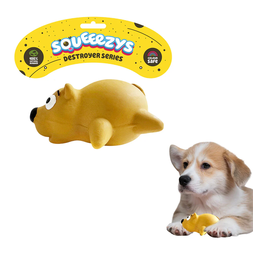 Squeeezys Latex Little Bear Squeaky Chew Toy for Dogs (Brown) - Image 3