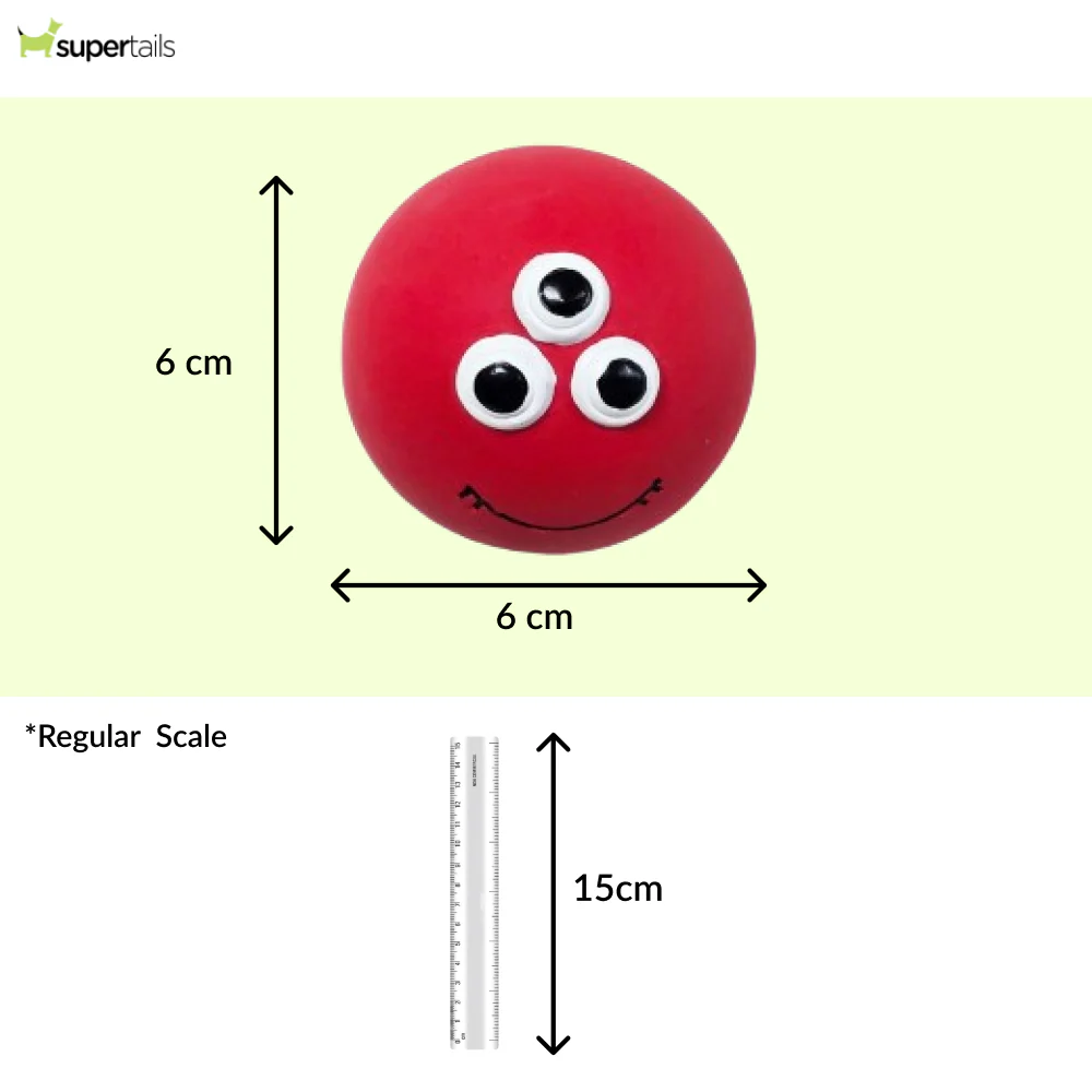 Squeeezys Latex Monster Ball Chew Toy for Dogs (Red) - Image 2