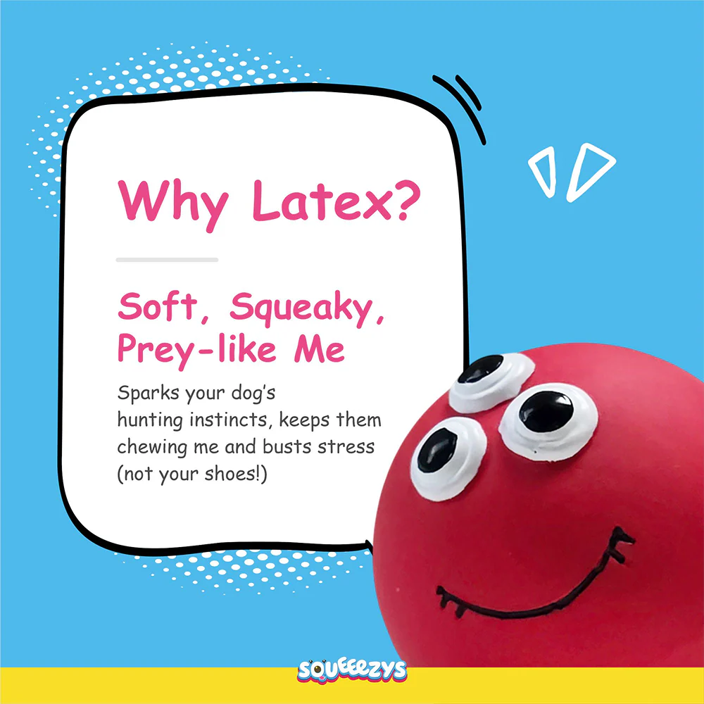 Squeeezys Latex Monster Ball Chew Toy for Dogs (Red) - Image 6