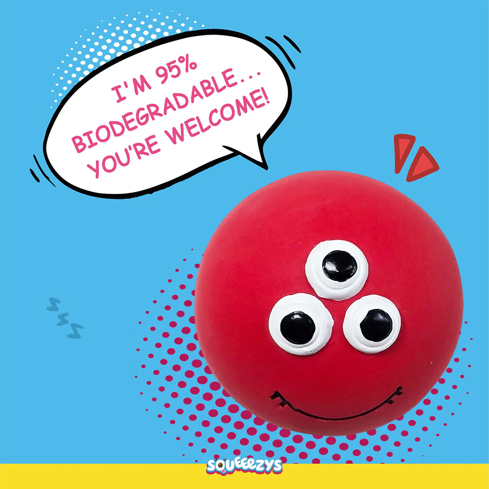 Squeeezys Latex Monster Ball Chew Toy for Dogs (Red) - Image 8