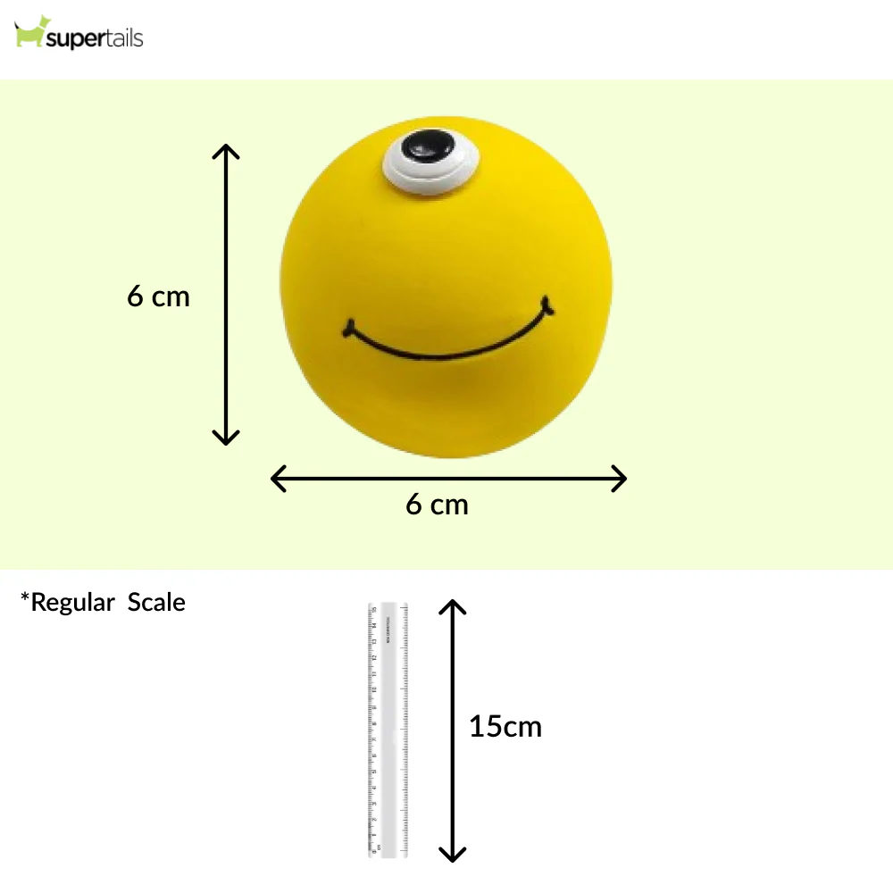 Squeeezys Latex Monster Ball Chew Toy for Dogs (Yellow) - Image 2