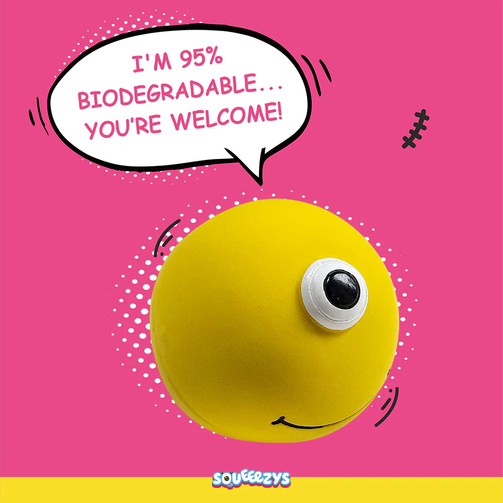 Squeeezys Latex Monster Ball Chew Toy for Dogs (Yellow) - Image 8