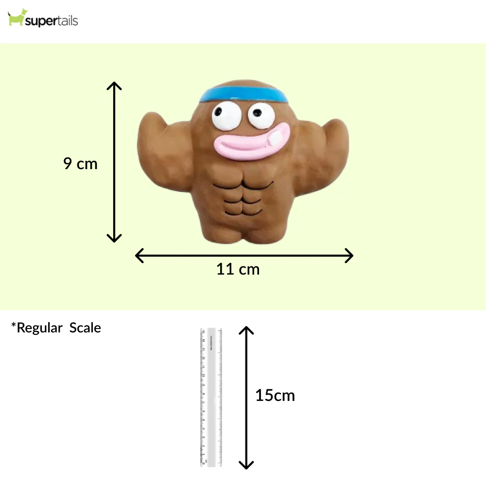 Squeeezys Latex Monster Squeaky Chew Toy for Dogs (Brown) - Image 2