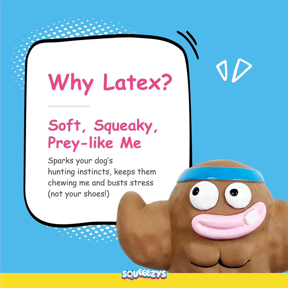 Squeeezys Latex Monster Squeaky Chew Toy for Dogs (Brown) - Image 6