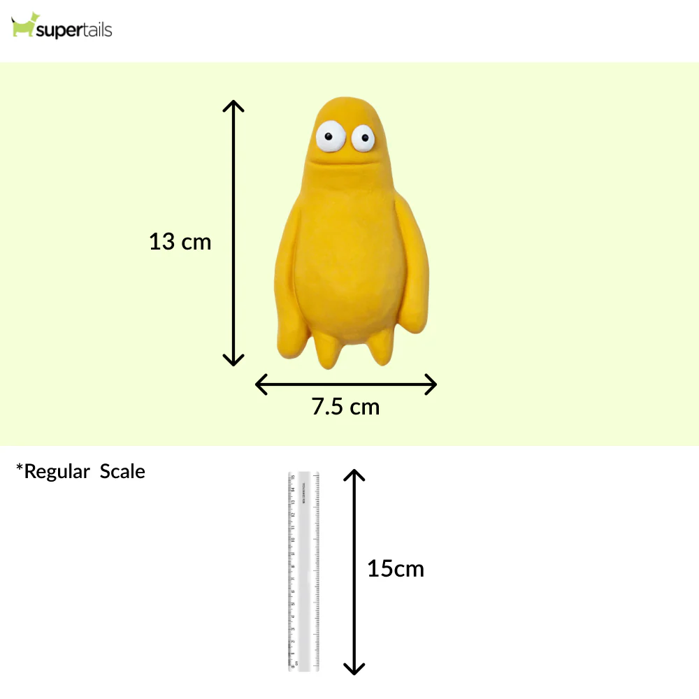 Squeeezys Latex Monster Squeaky Chew Toy for Dogs (Yellow) - Image 2
