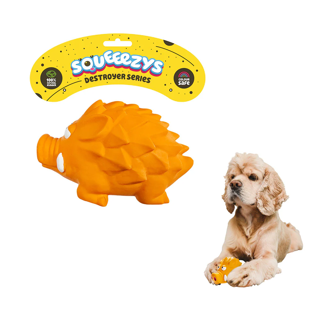 Squeeezys Latex Warthog Squeaky Chew Toy for Dogs (Orange) - Image 3