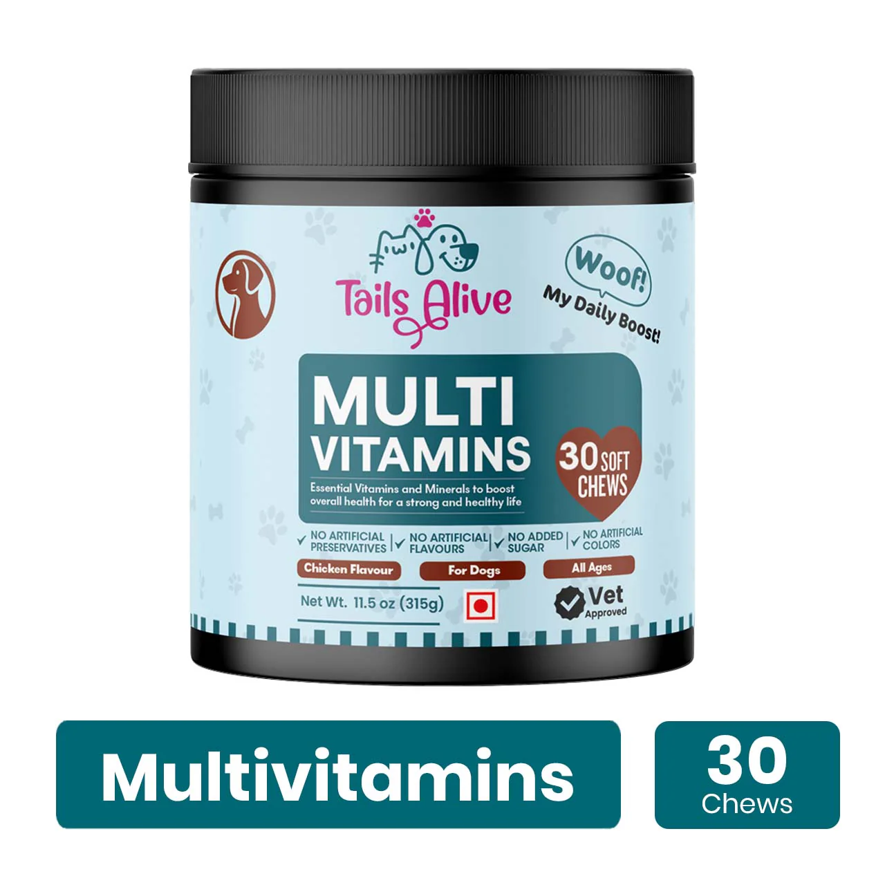 TailsAlive Chicken Flavour Multivitamin Soft Chews Supplement for Dogs - Image 8