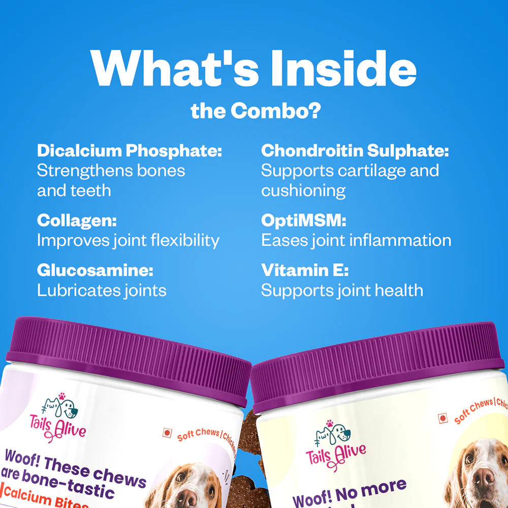 TailsAlive Hip & Joint and Calcium Chicken Flavor Soft Chews Supplements Combo for Dogs - Image 7