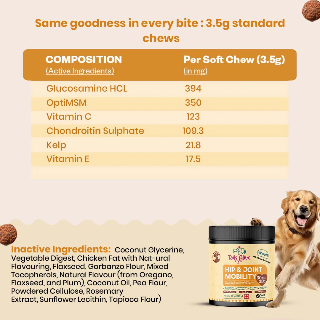TailsAlive Hip & Joint Chicken Flavor Soft Chews Supplements for Dogs - Image 4
