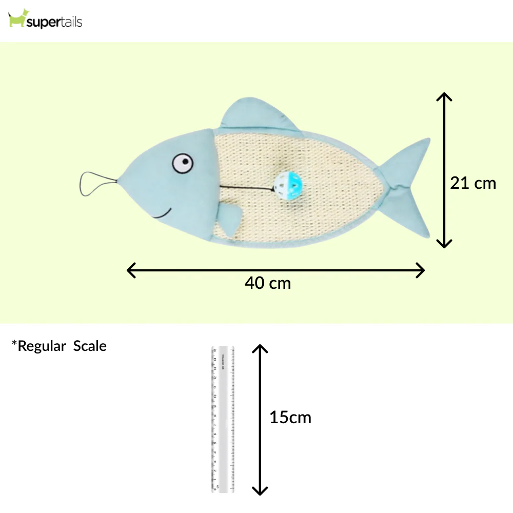 Talking Dog Club 2 in 1 Fish Scratcher Mat for Cats (Blue) - Image 2