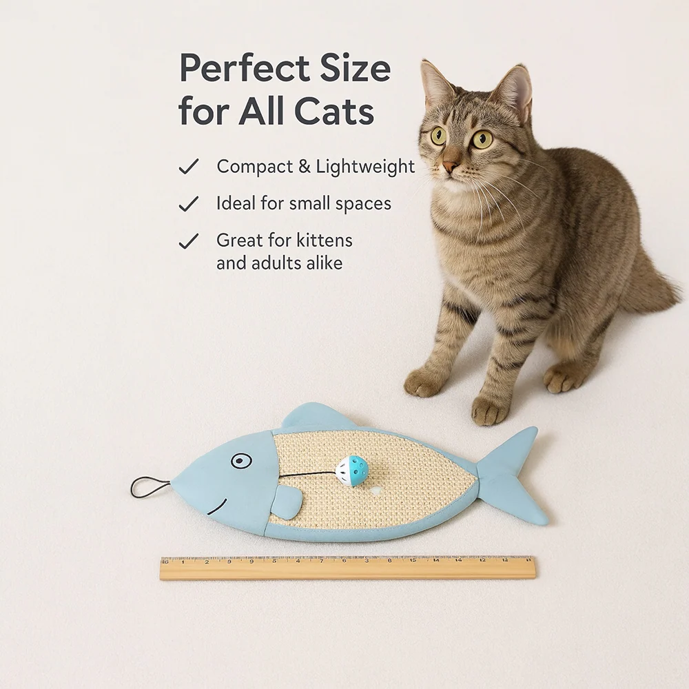 Talking Dog Club 2 in 1 Fish Scratcher Mat for Cats (Blue) - Image 4